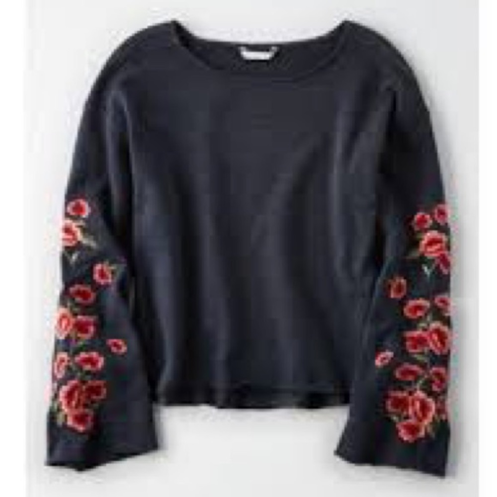 NWOT American Eagle Embroidered Bell Sleeve Shirt